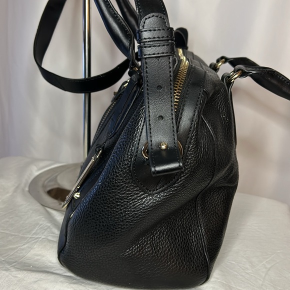 ALDO black pebble leather satchel handbag with detachable straps. Gold hardware. - Picture 9 of 14
